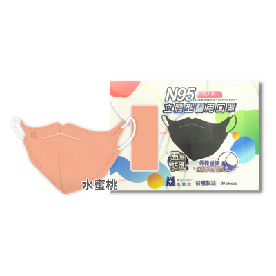 藍鷹牌成人鼻貼醫用N95口罩30片 水蜜桃色